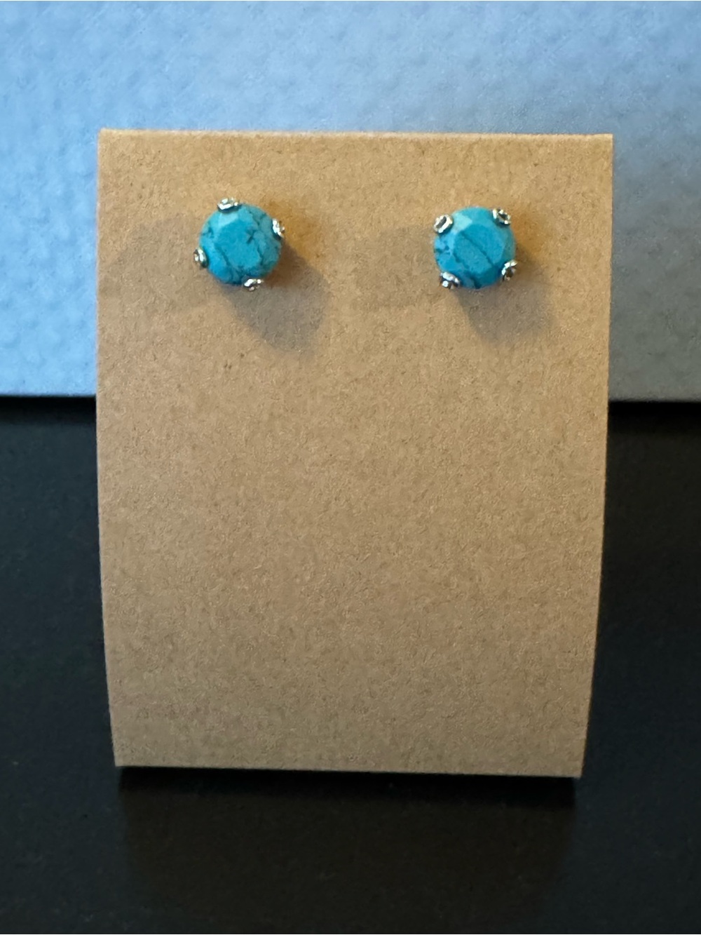 Turquoise Round Stone Stud Earrings - Women Jewelry